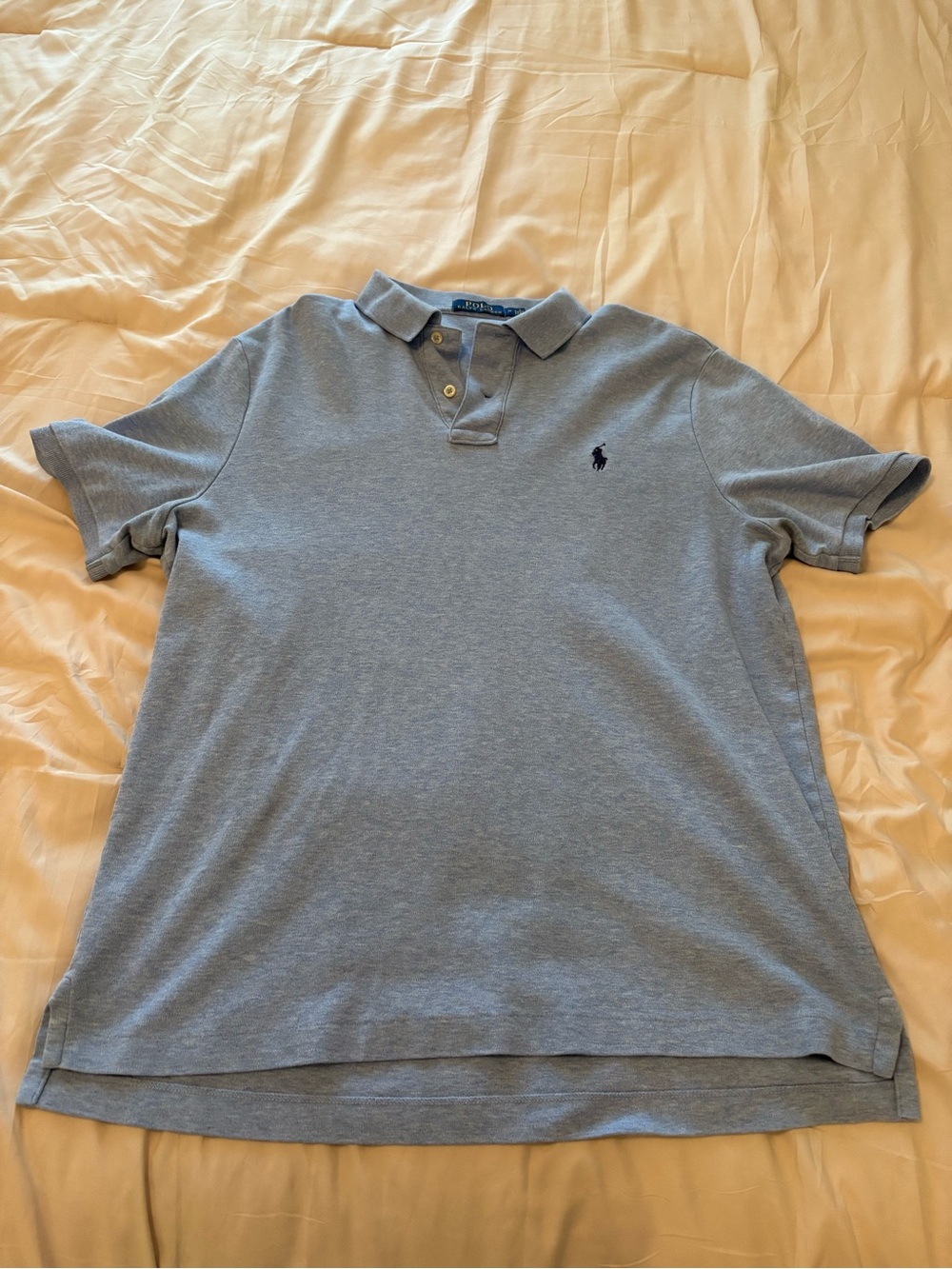 Ralph Lauren Men's Heather Light Blue Polo with Navy Pony
